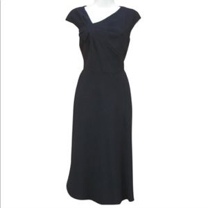 Tahari Asymmetrical Neck Midi Dress